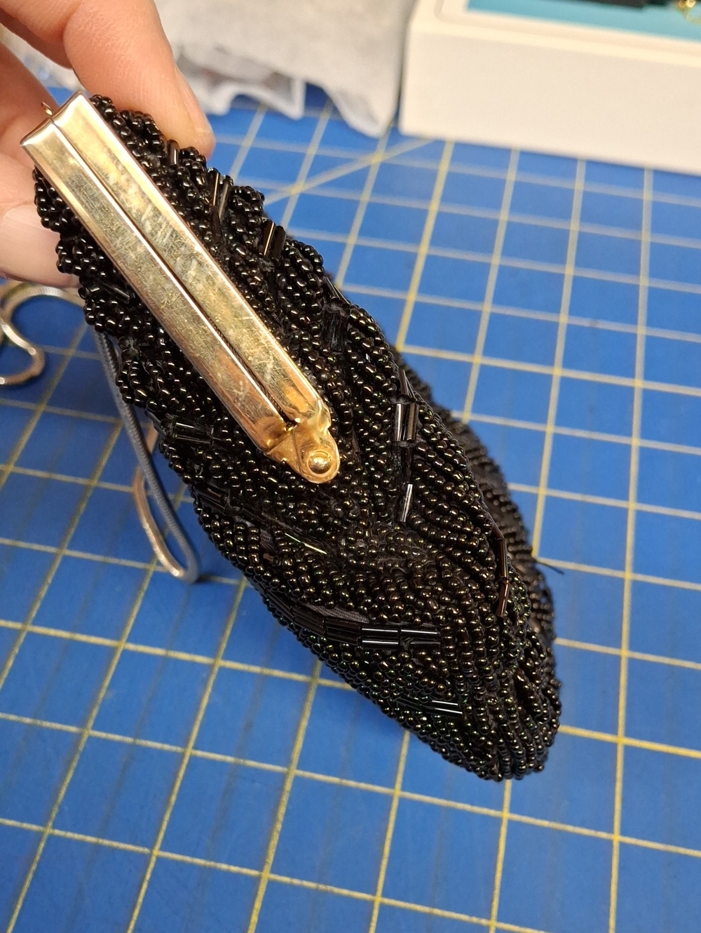 Elegant Black Beaded Evening Crossbody or Clutch Bag - Picture 3 of 8